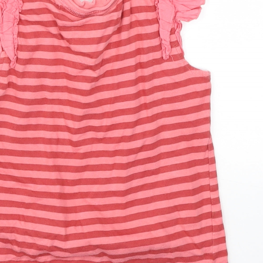 Next Girls Pink Striped Basic T-Shirt Size 2-3 Years