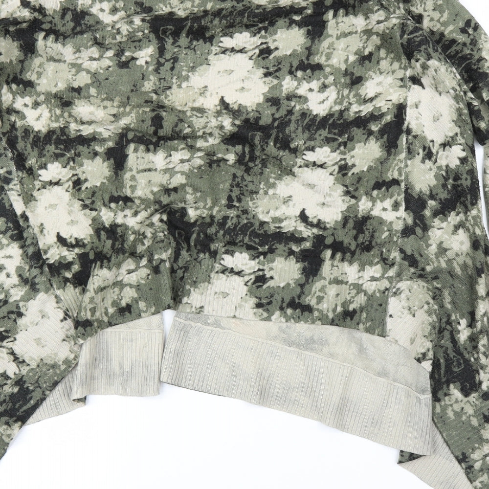 TU Womens Green Camouflage Cardigan Jumper Size 12