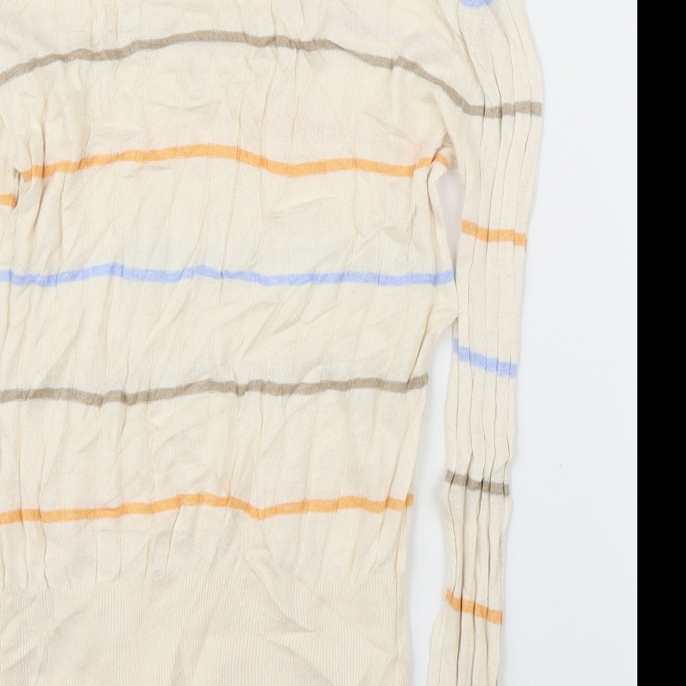 Marks & Spencer Womens Beige Striped Pullover Jumper Size S