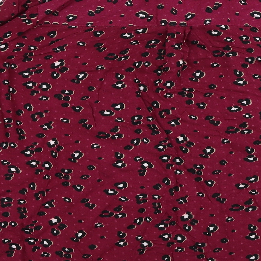 NEXT Womens Purple Animal Print Basic Button-Up Size 8