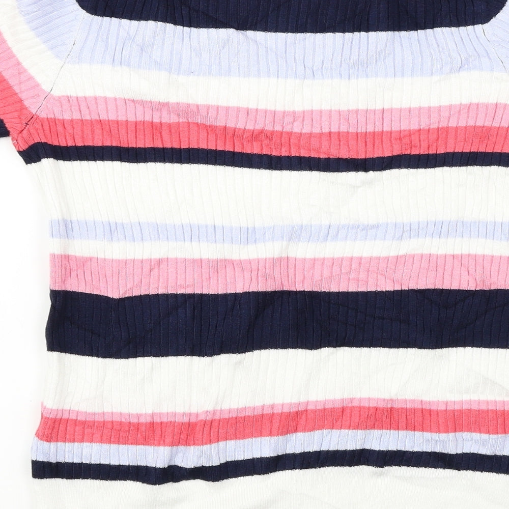Marks & Spencer Womens White Striped Pullover Jumper Size 12