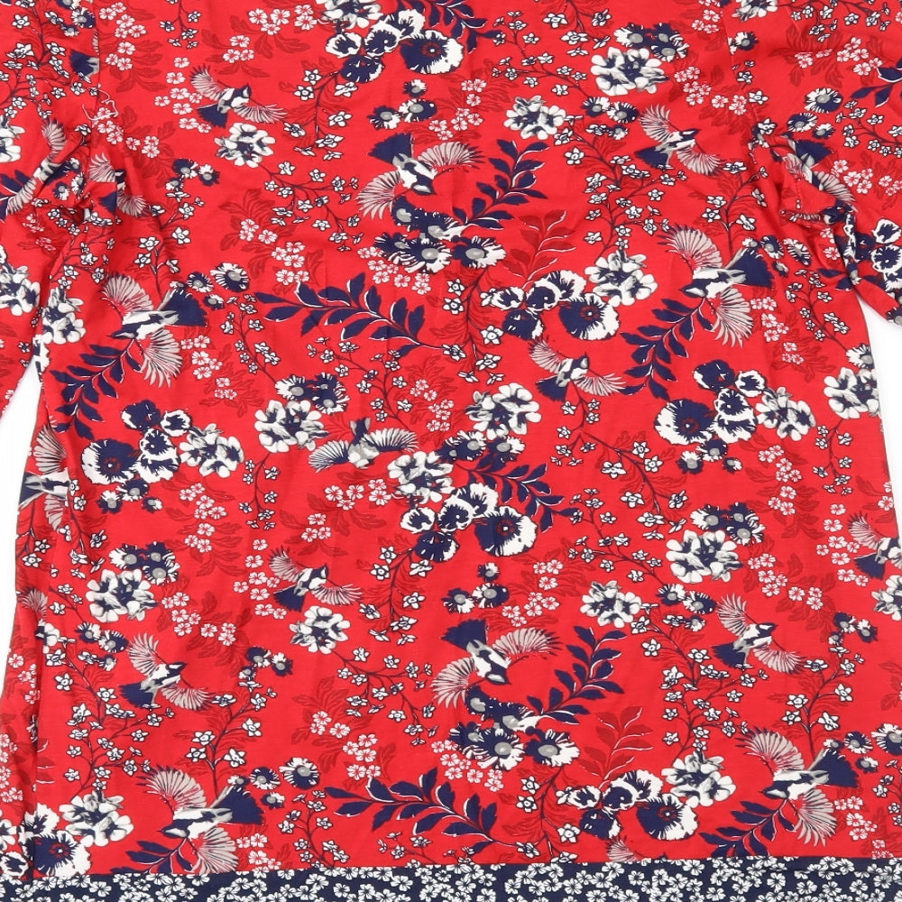M&Co Womens Red Floral Shift Size 10