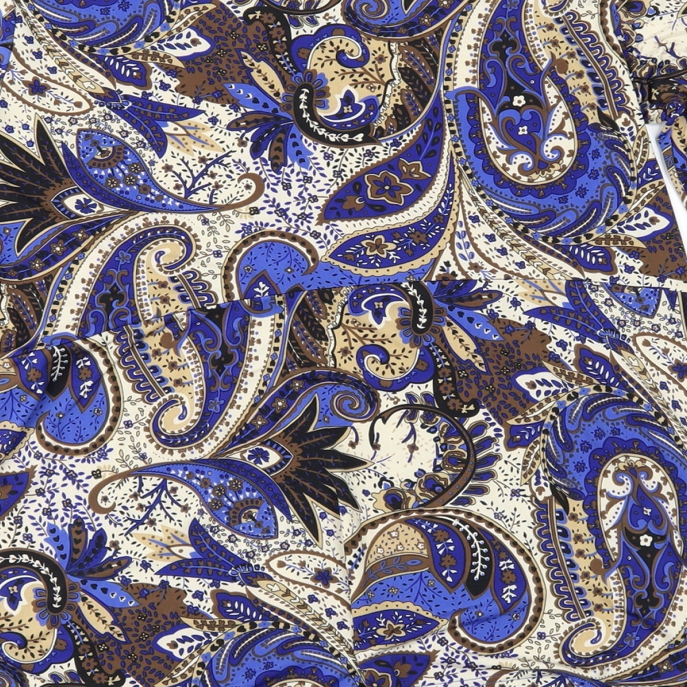 Klass Womens Blue Paisley Basic Blouse Size M