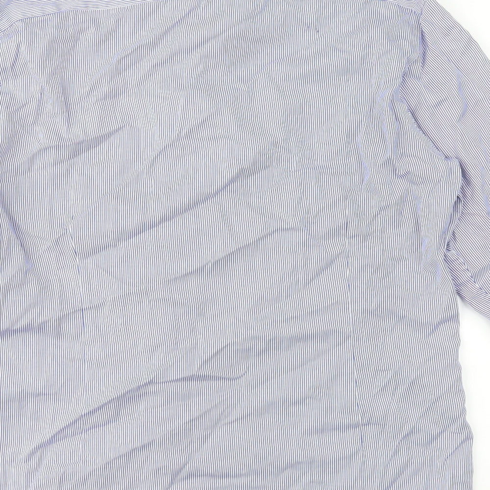 REMUS Mens Blue Striped Button-Up Size 15.5