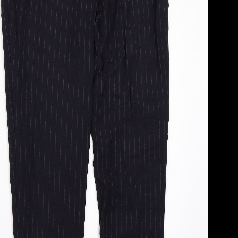 Mango Womens Black Striped Trousers Size 36 L32.5 in