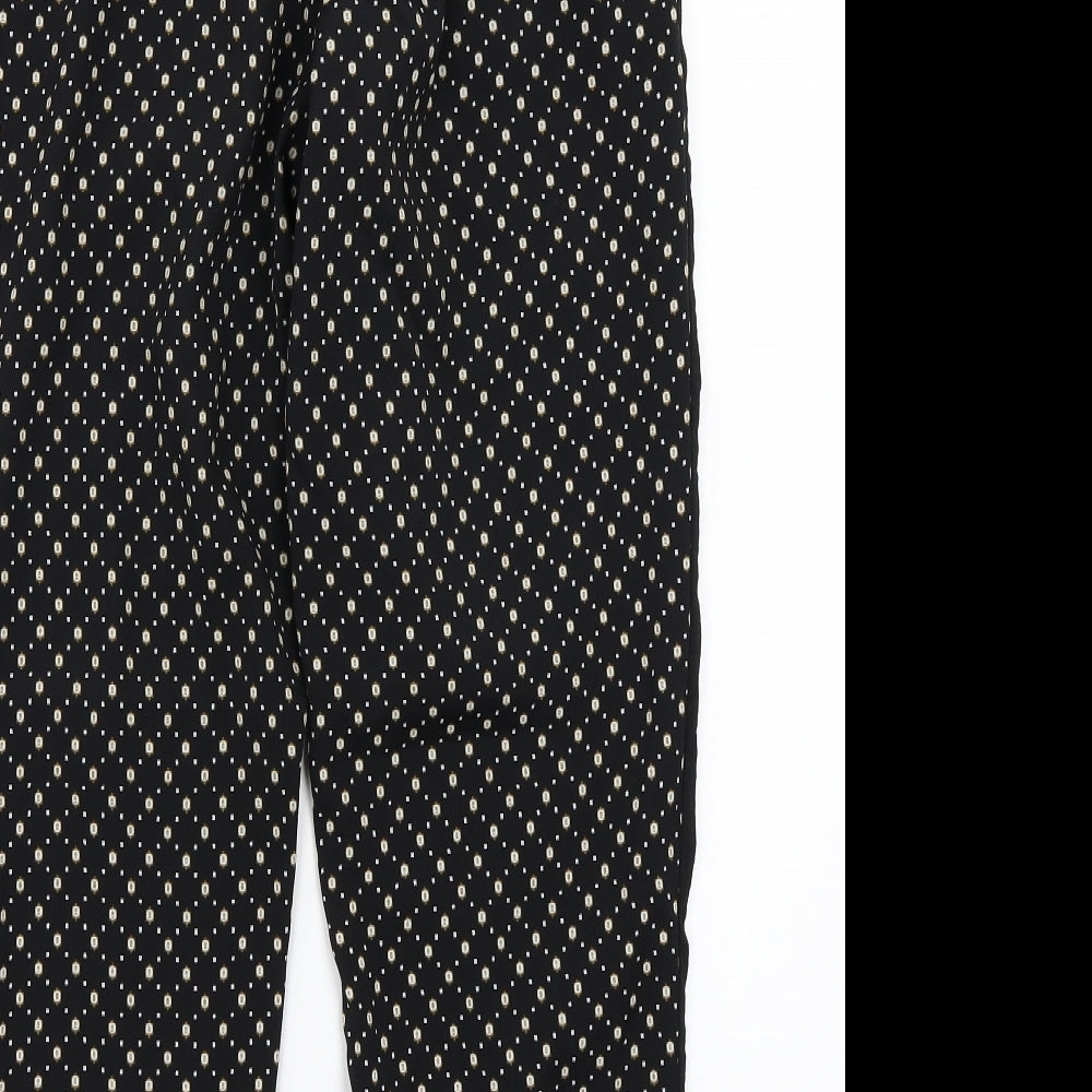 H&M Womens Black Floral Trousers Size 10 L25 in