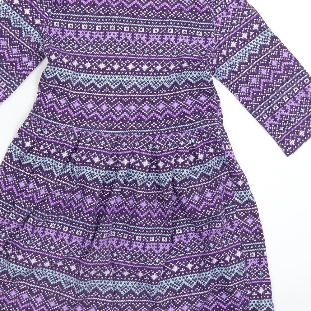 Faded Glory Girls Purple Geometric Fit & Flare Size 6 Years
