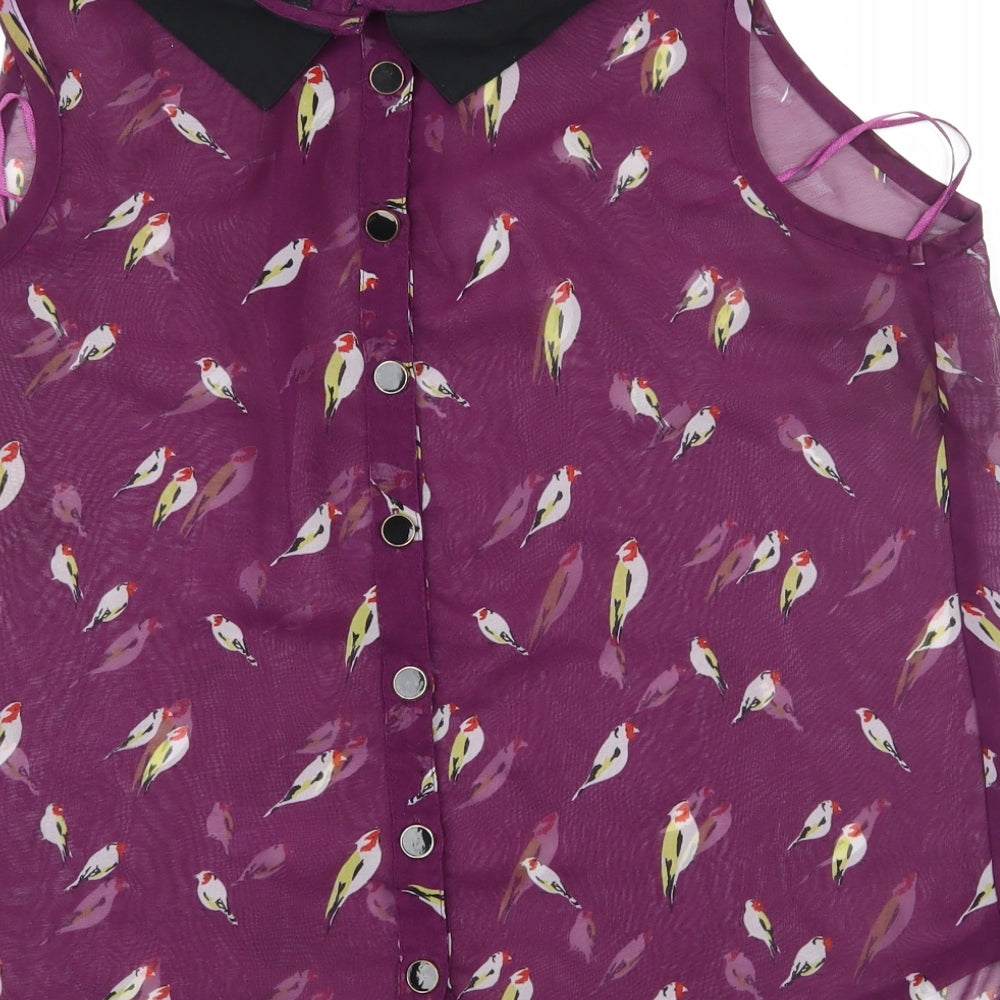 Atmosphere Womens Purple Geometric Chiffon Basic Blouse Size 12 - Bird
