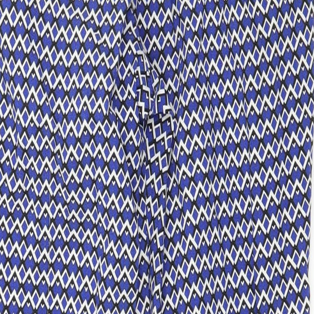 Dorothy Perkins Womens Blue Geometric Trousers Size 10 L23 in