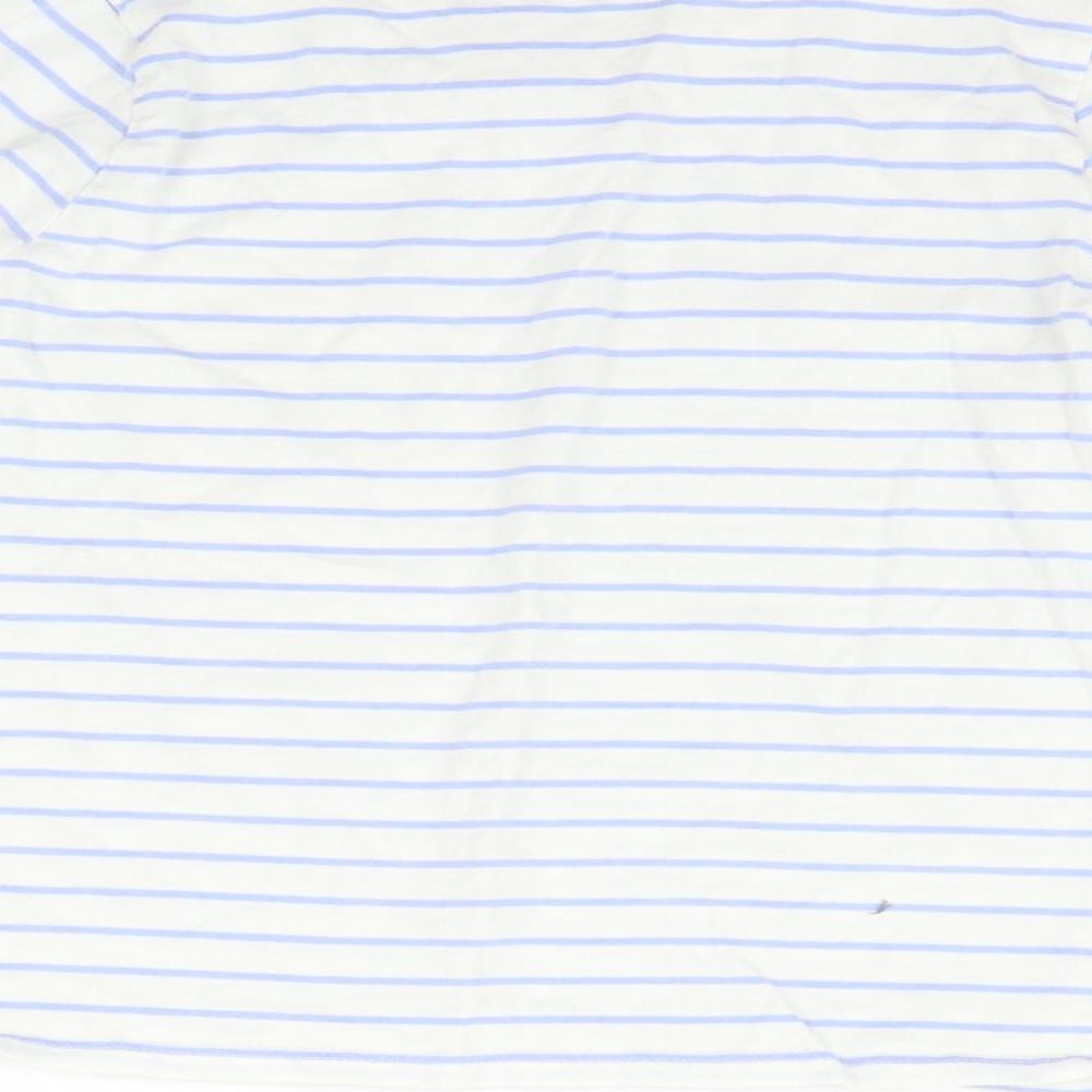 George Girls White Striped Basic T-Shirt Size 9-10 Years