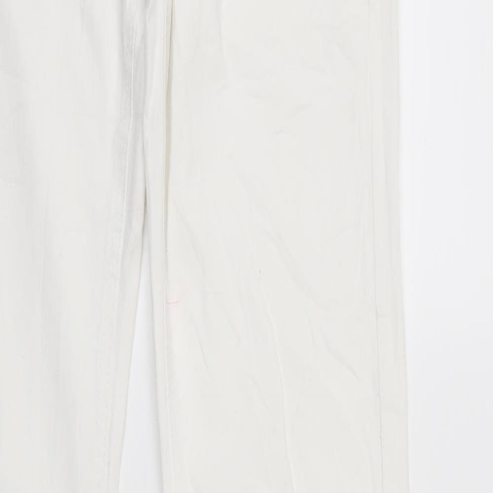 Calliope Womens White Denim Straight Jeans Size L L32 in