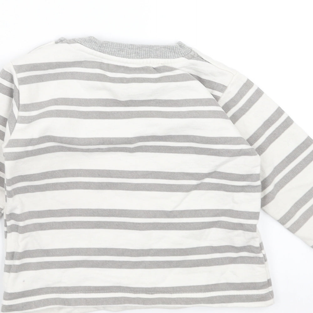 noqnoq Baby White Striped Pullover Jumper Size 9-12 Months