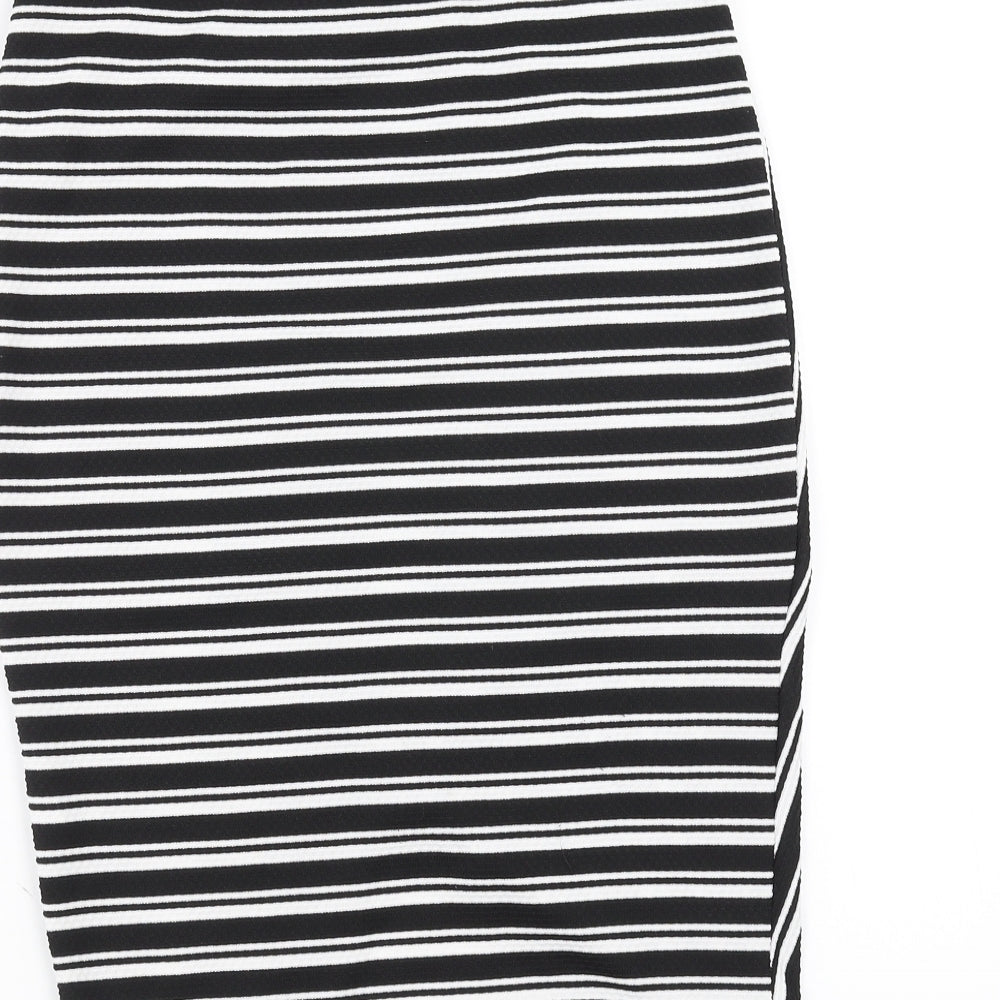 Primark Womens Black Striped Straight & Pencil Skirt Size 10 - wrap style