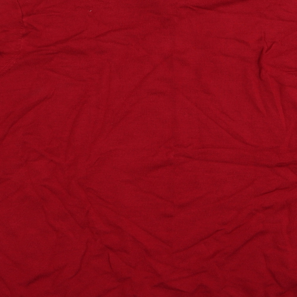 DAVID EMANUEL Womens Red Basic T-Shirt Size XL