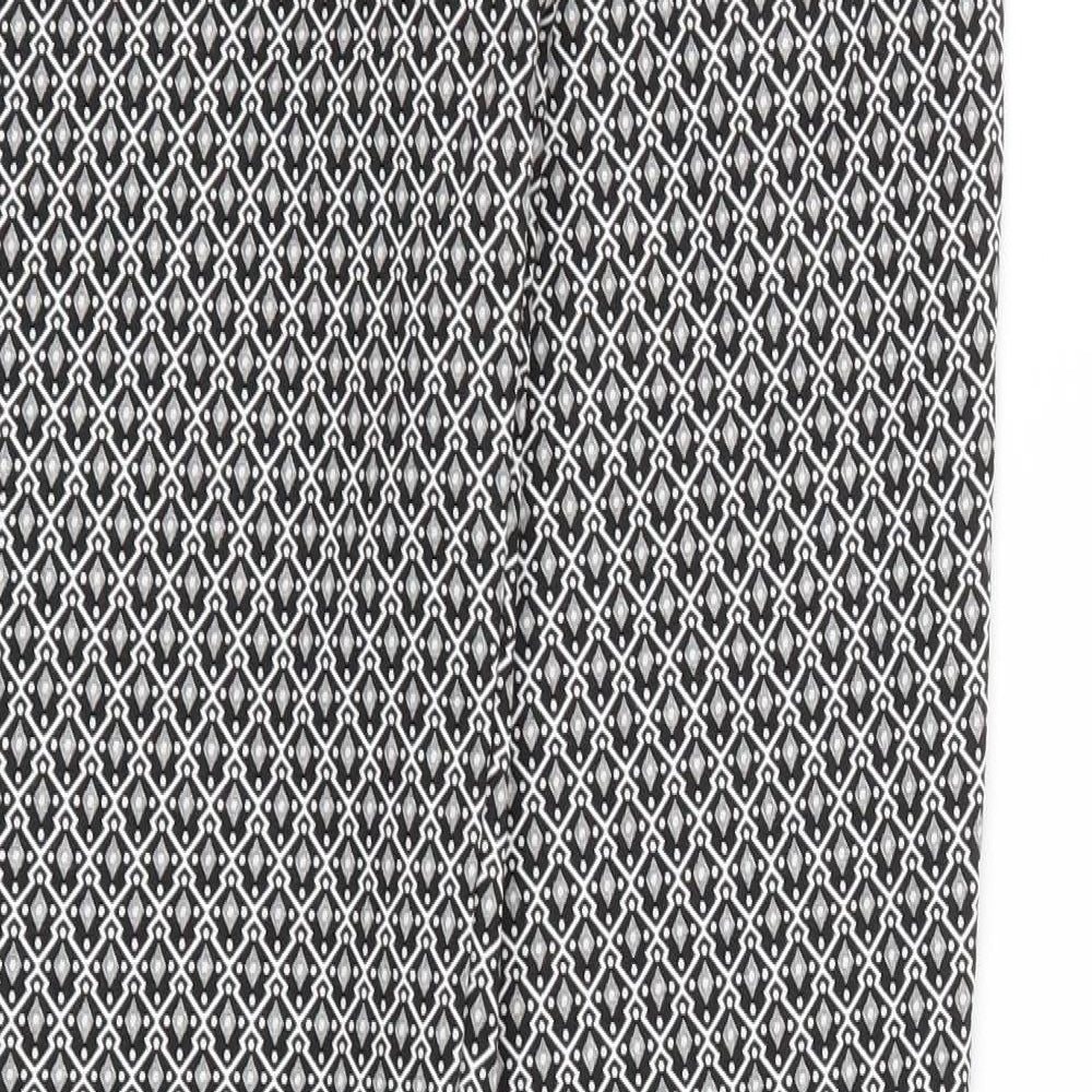 F&F Womens Black Argyle/Diamond Trousers Size 6 L28 in