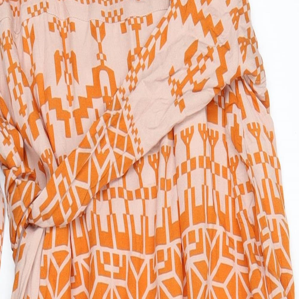 Preworn Womens Orange Geometric Shift Size S - dipped hem sun dress