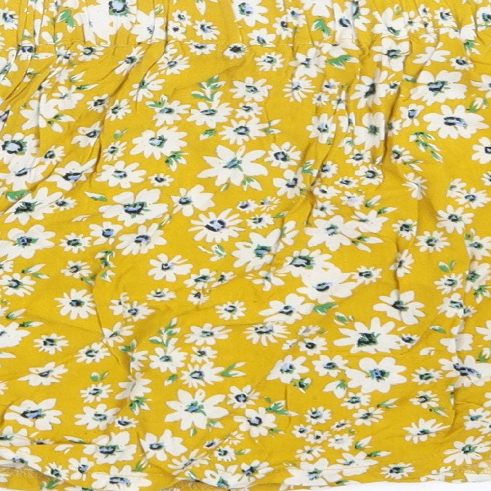 Miss E-vie Girls Yellow Floral A-Line Skirt Size 6-7 Years