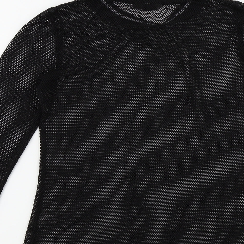 IVORY LOVE Womens Black Colourblock Basic T-Shirt Size S