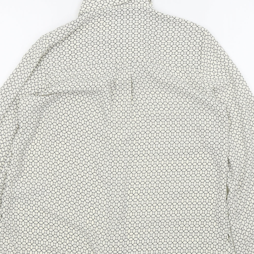 New Look Womens White Geometric Basic Button-Up Size 6