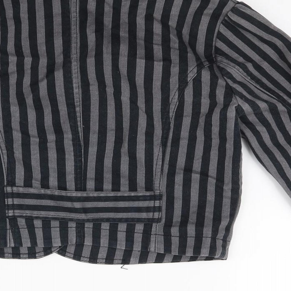 Divided Womens Grey Striped Jacket Coat Size 10