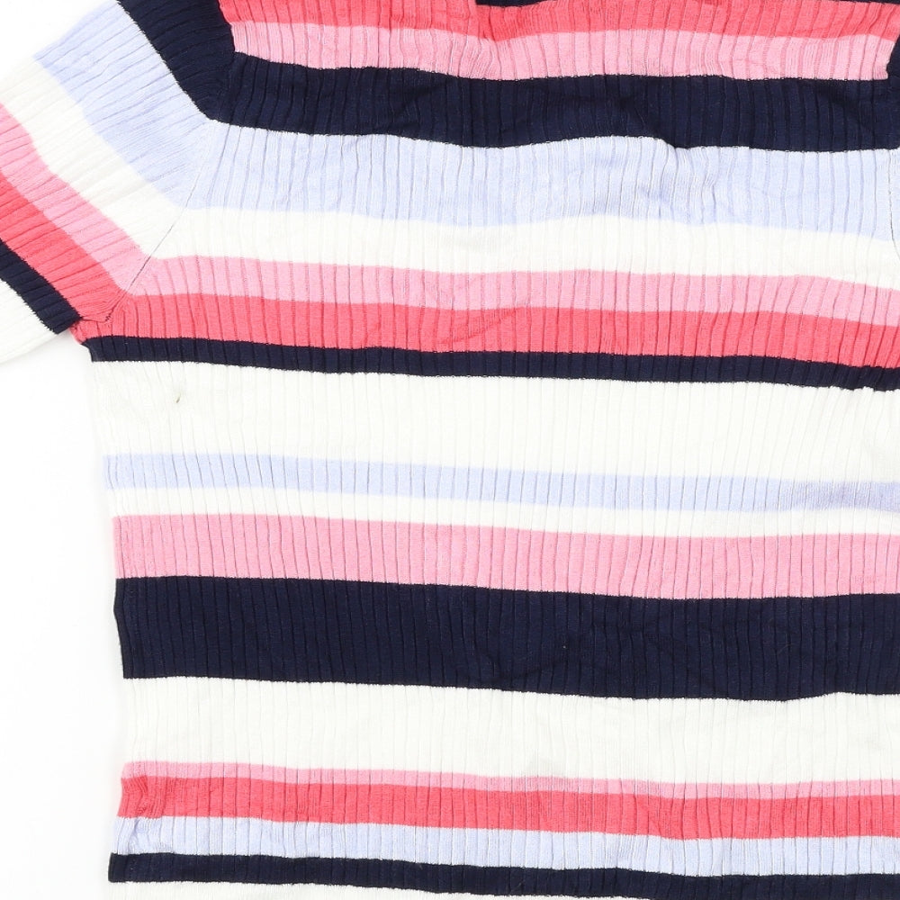 Marks & Spencer Womens White Striped Pullover Jumper Size 12