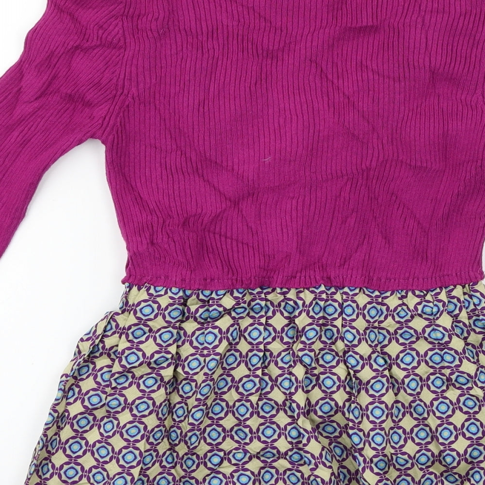 United Colours of Benetton Womens Purple Herringbone Cardigan Jumper Size S
