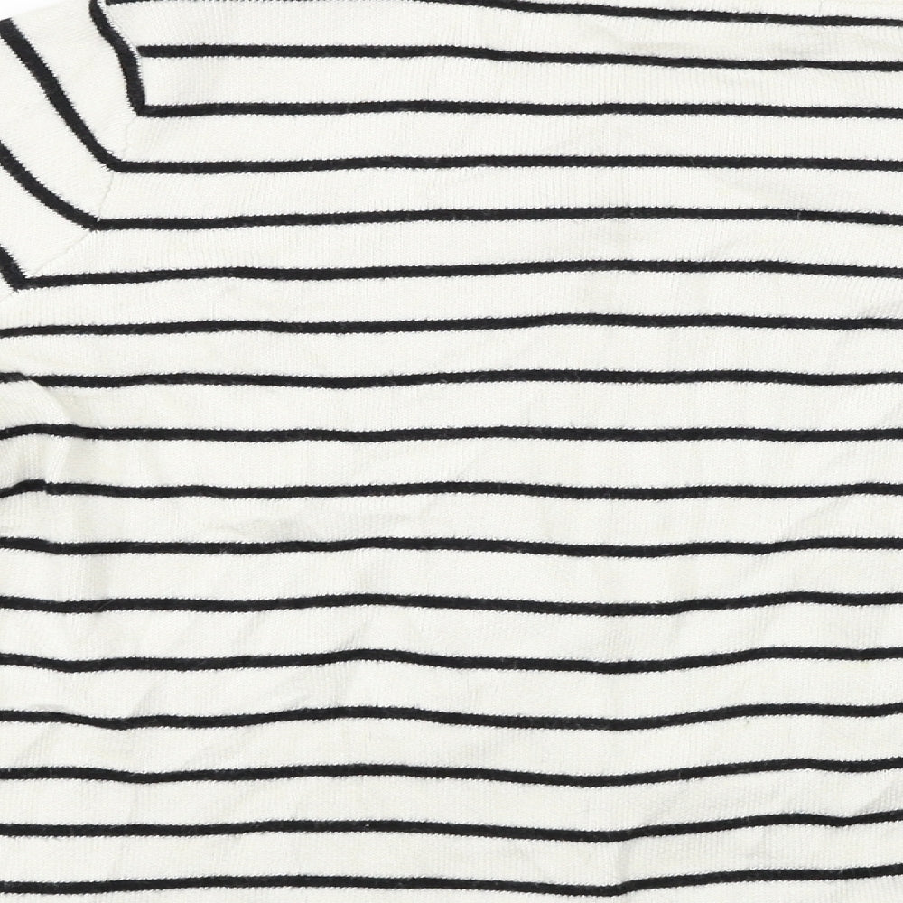 Marks & Spencer Womens White Striped Pullover Jumper Size 10