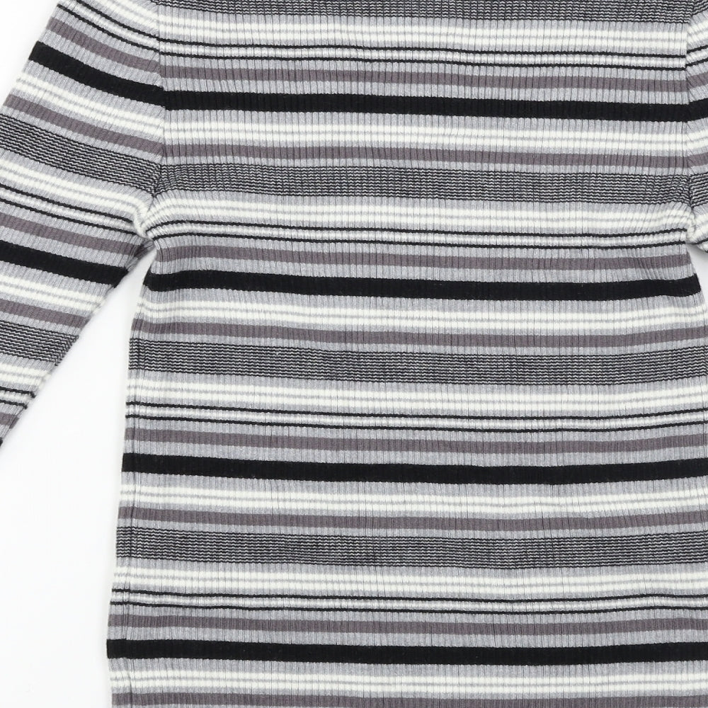 Preworn Womens Grey Striped Pullover Jumper Size 12