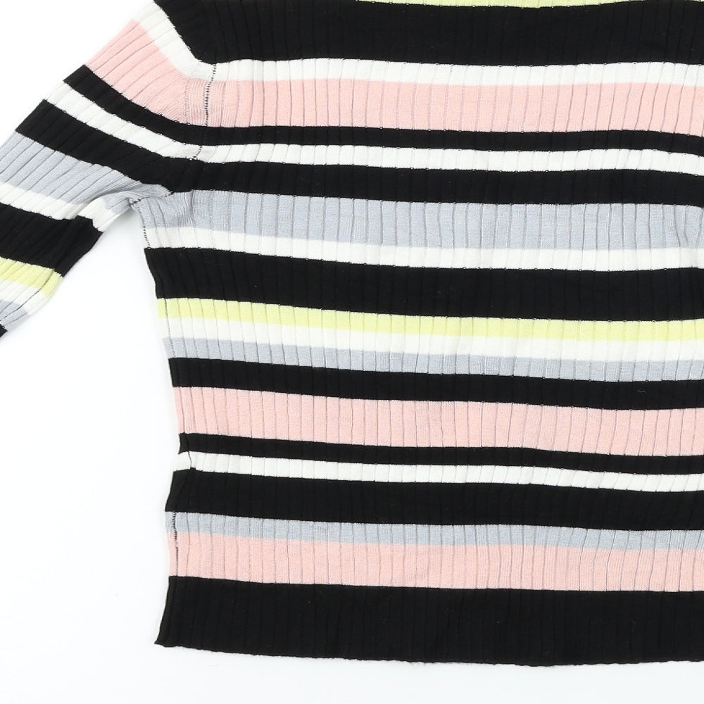 H&M Womens Black Striped Pullover Jumper Size S