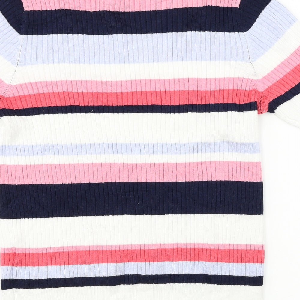Marks & Spencer Womens White Striped Pullover Jumper Size 12