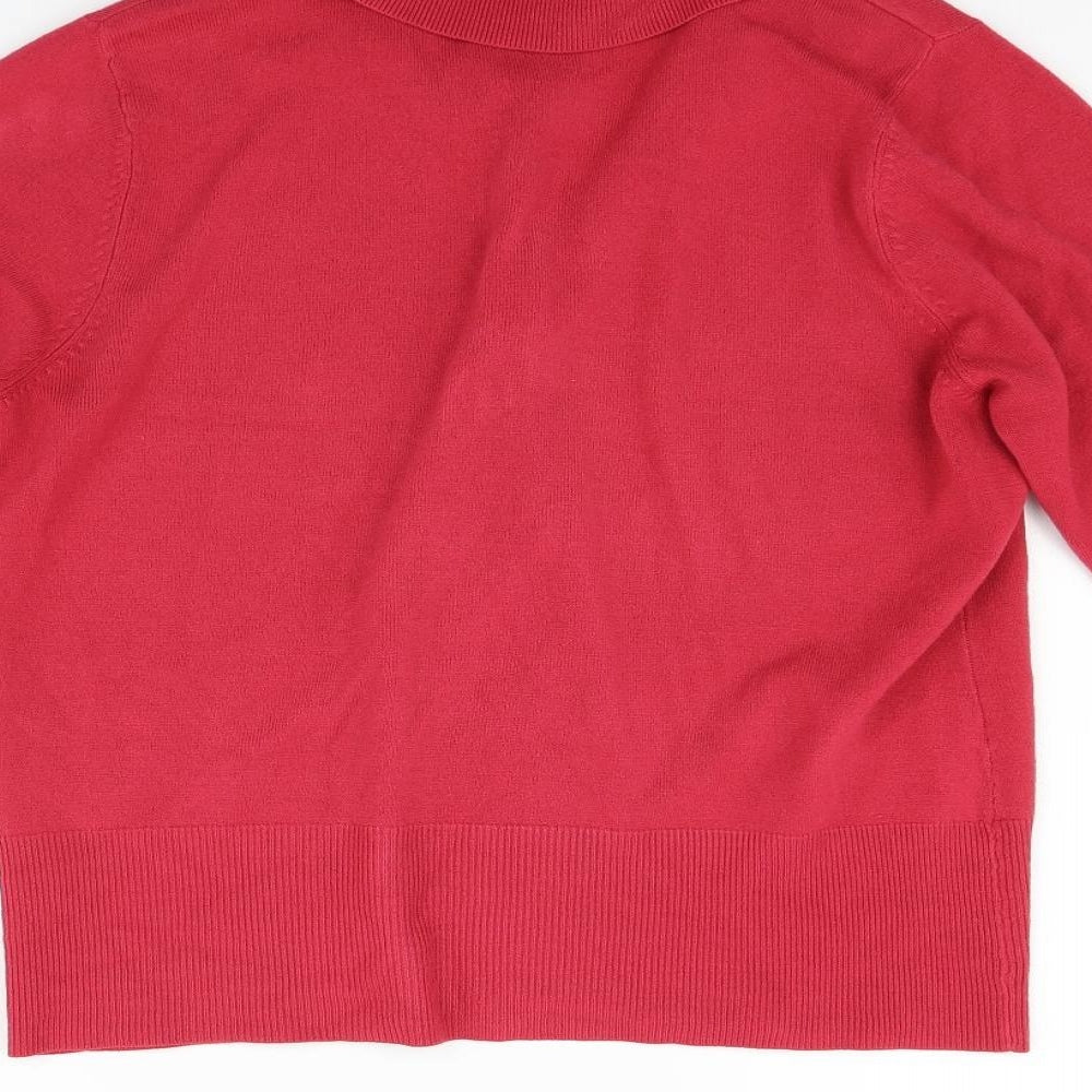 BHS Womens Red Houndstooth Cardigan Jumper Size 16