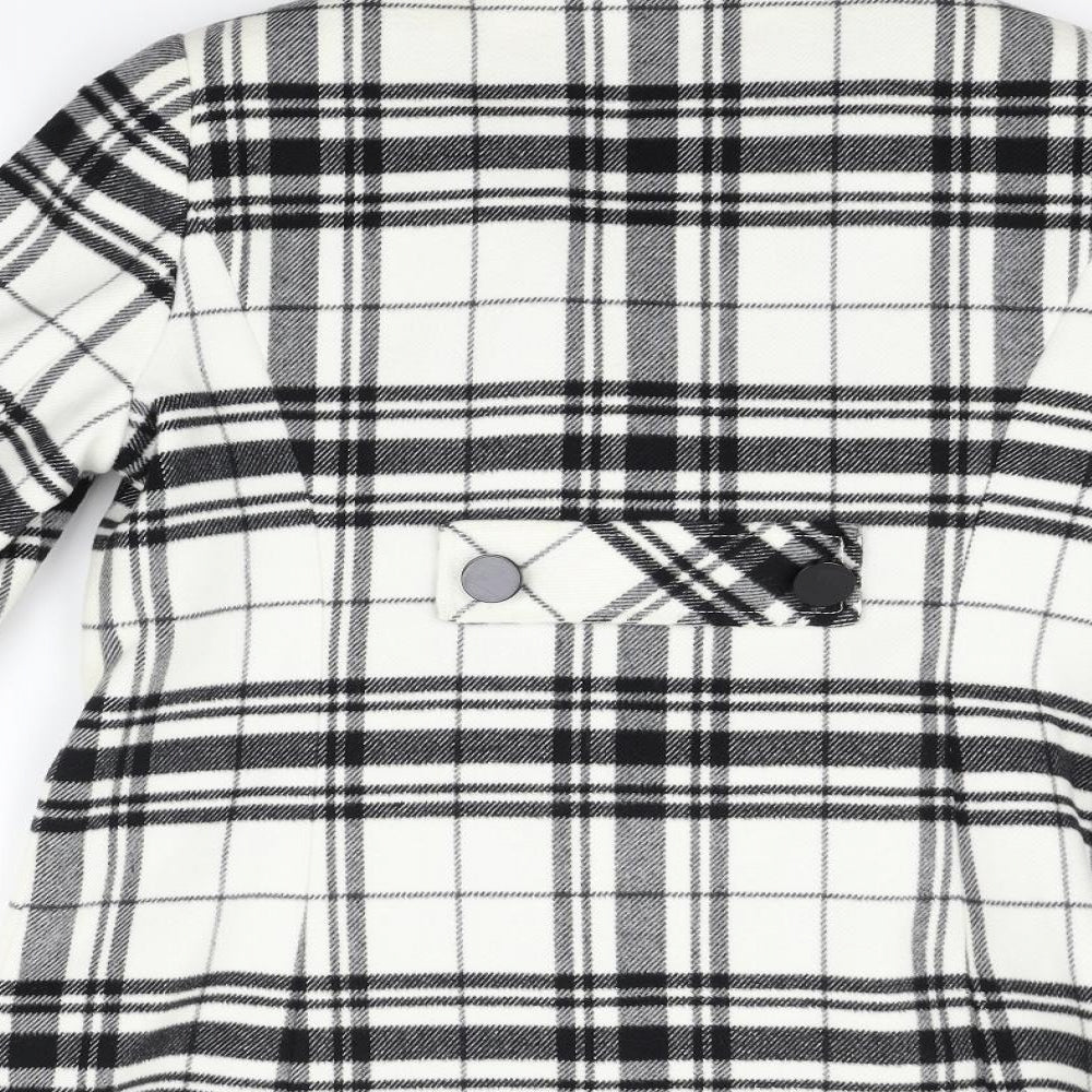 Marks and Spencer Womens White Check Jacket Coat Size 12