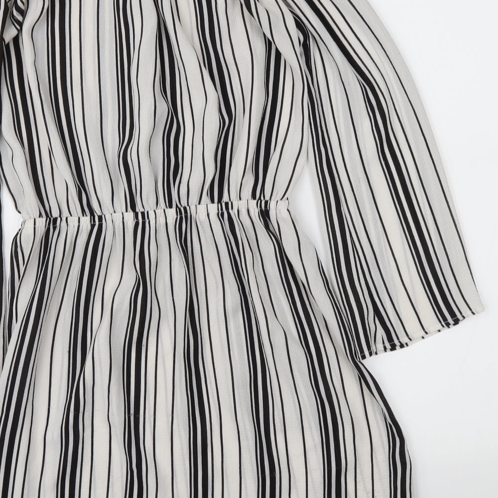 Missguided Womens Grey Striped Fit & Flare Size 10