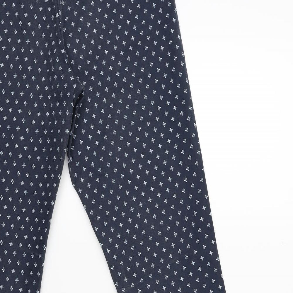 H&M Womens Blue Geometric Trousers Size 10 L27 in