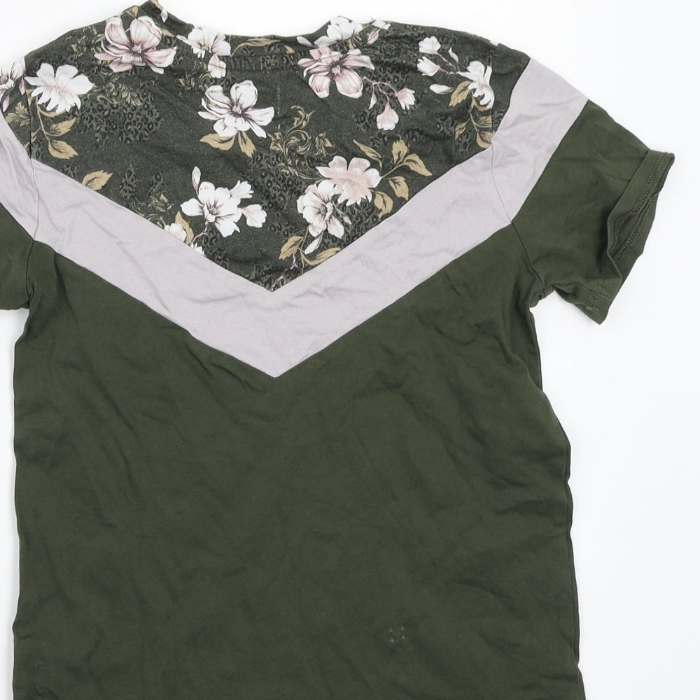 River Island Boys Green Floral Basic T-Shirt Size 7 Years