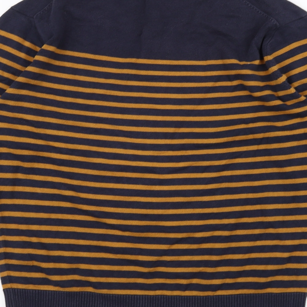 Easy Womens Blue Striped Pullover Jumper Size M