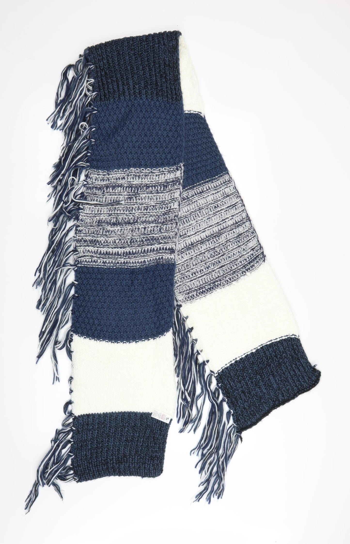 TU Unisex Blue Striped Knit Scarf