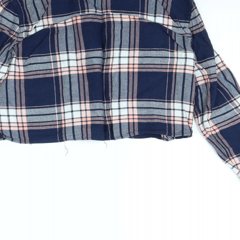 Atmosphere Womens Blue Check Basic Button-Up Size 10