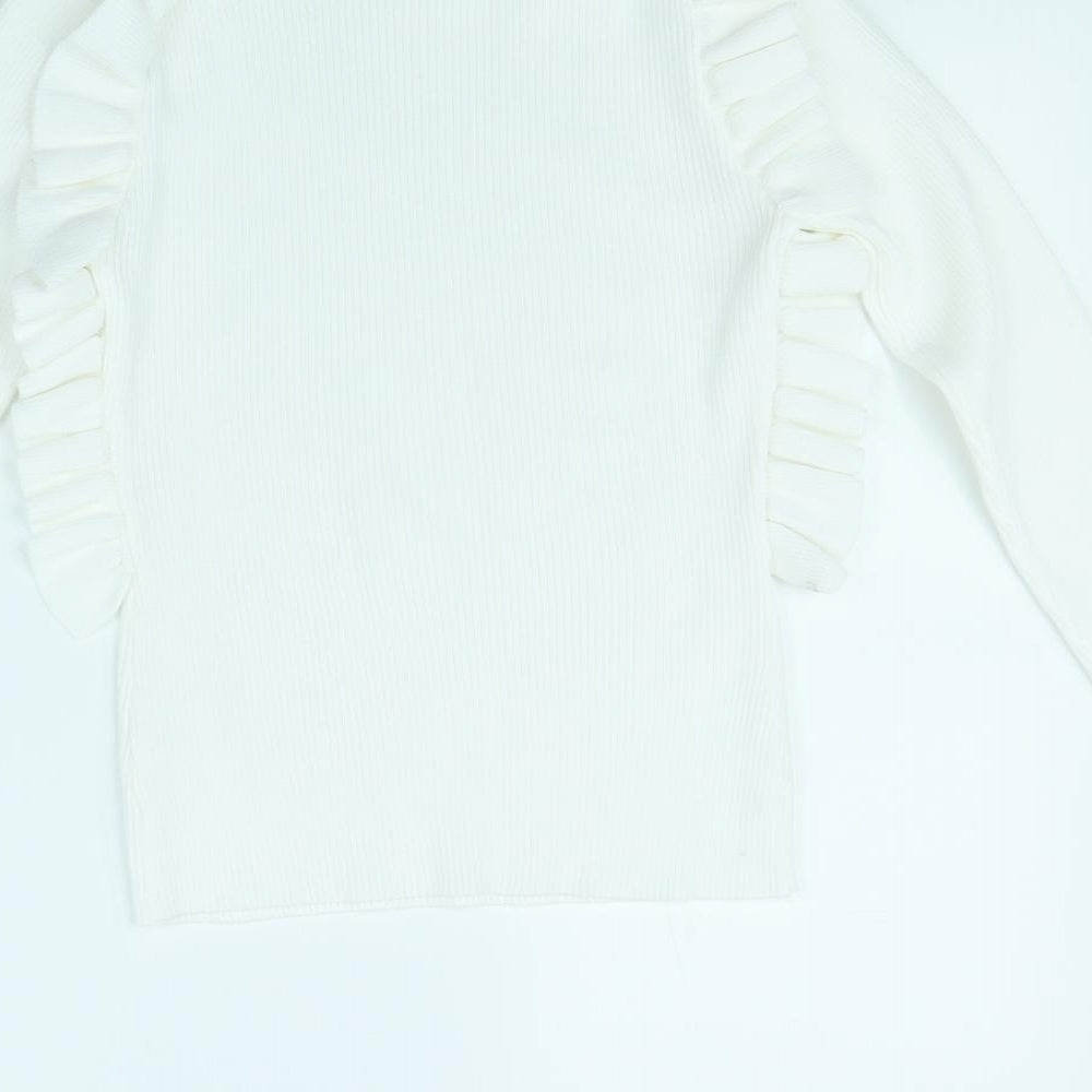 FLM Womens White Pullover Jumper Size S