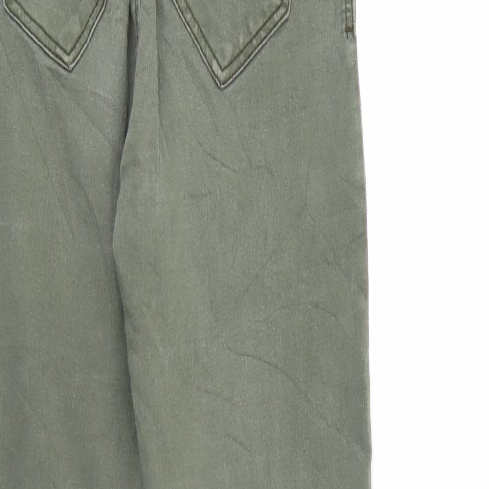 Bershka Womens Green Denim Tapered Jeans Size 4 L27 in