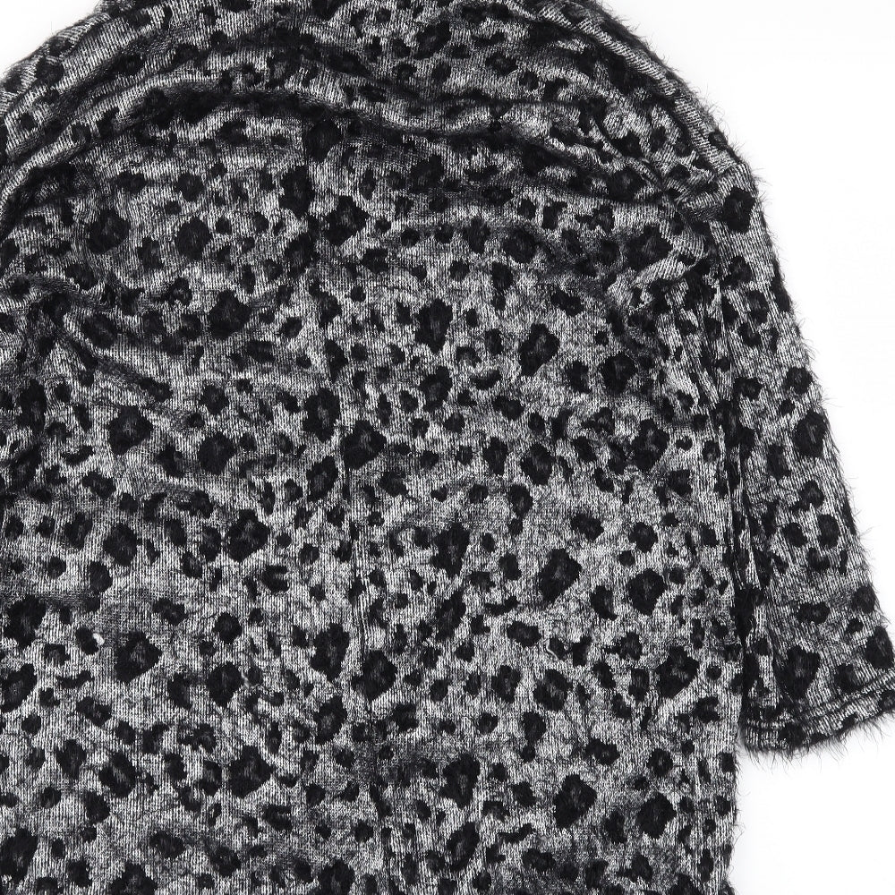 goldie Womens Black Animal Print Kimono Coatigan Size S
