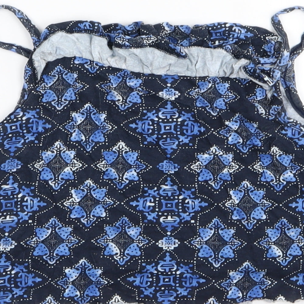 YD Girls Blue Geometric Camisole Tank Size 11-12 Years - crop