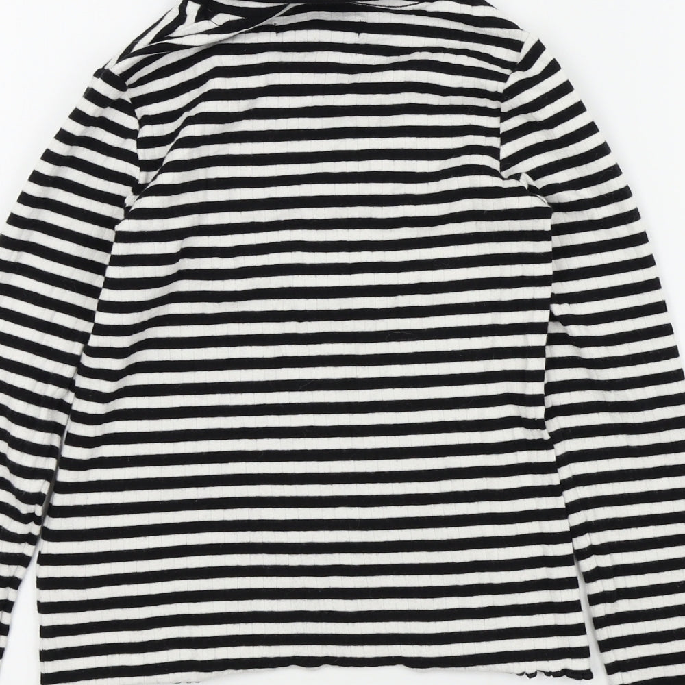 Marks & Spencer Girls Black Striped Basic T-Shirt Size 9-10 Years