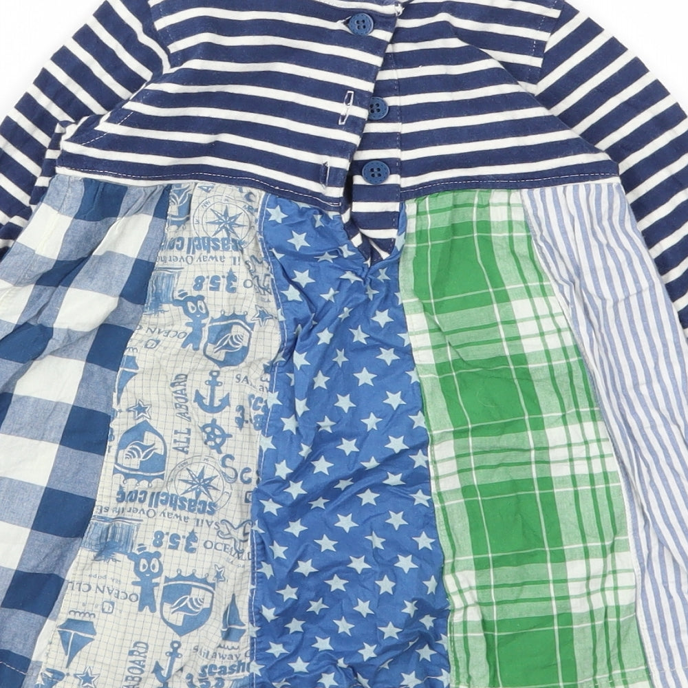 Next Girls Blue Argyle/Diamond Fit & Flare Size 9-12 Months