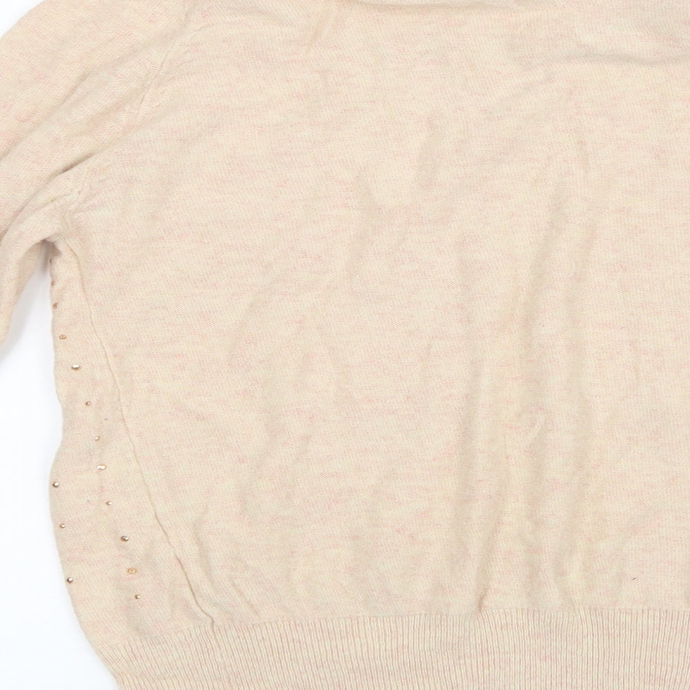 South Womens Beige Knit Pullover Jumper Size 8