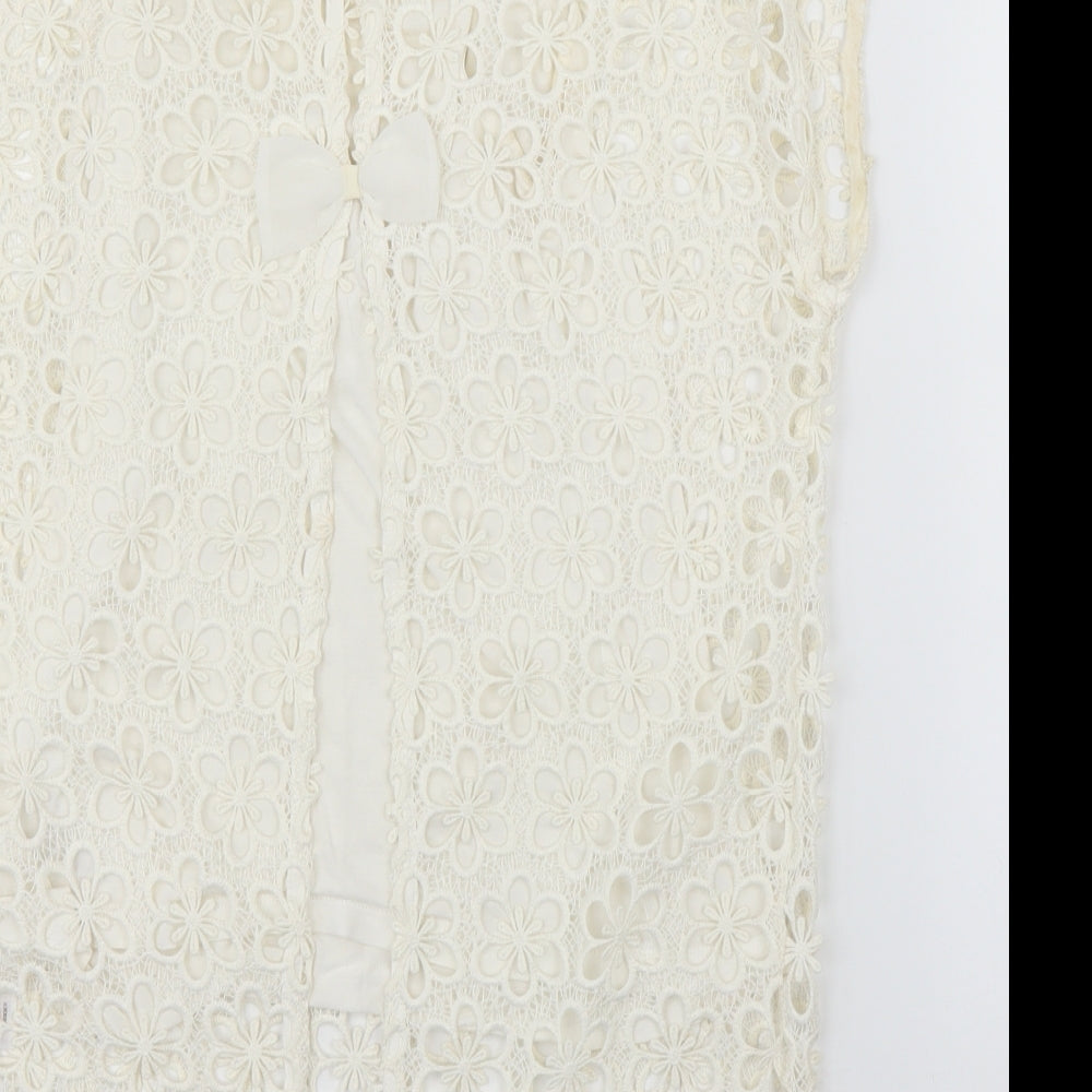 NEXT Womens Ivory Floral Basic Blouse Size 10 - Split down back