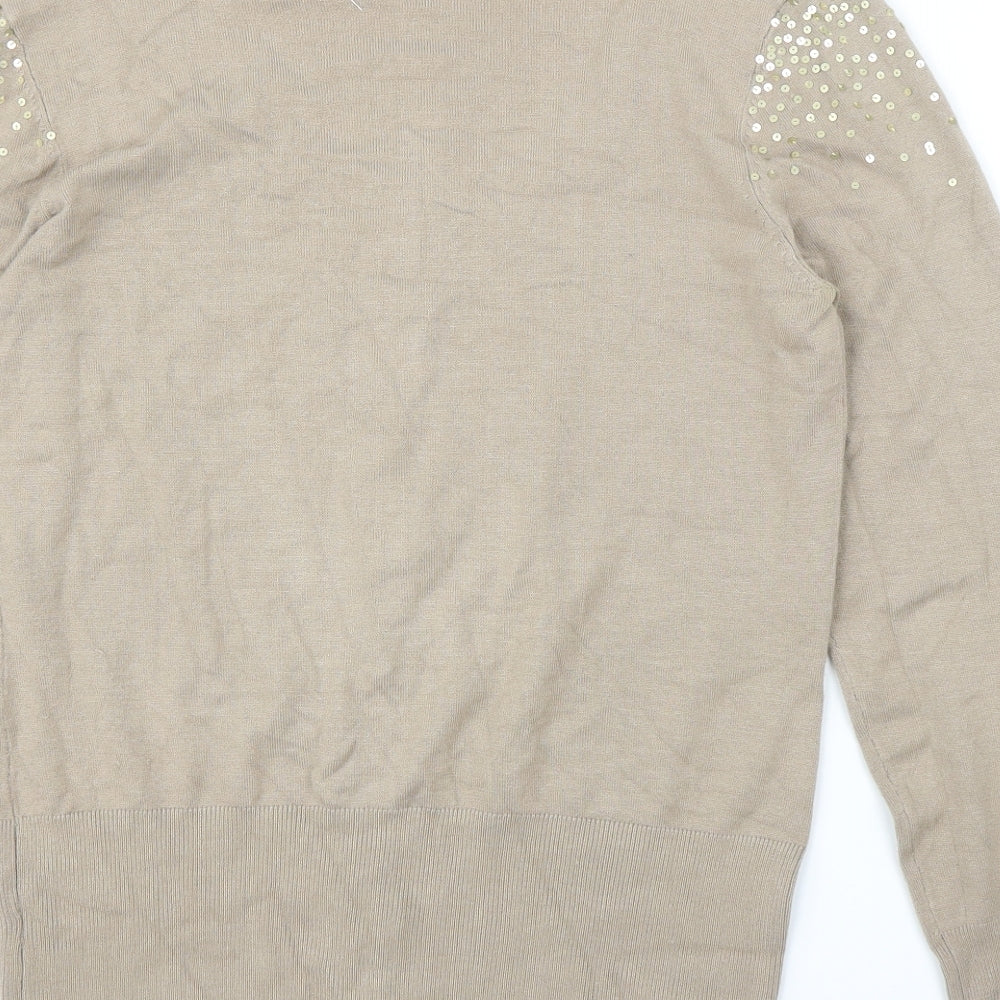 Yessica Womens Beige Cardigan Jumper Size M