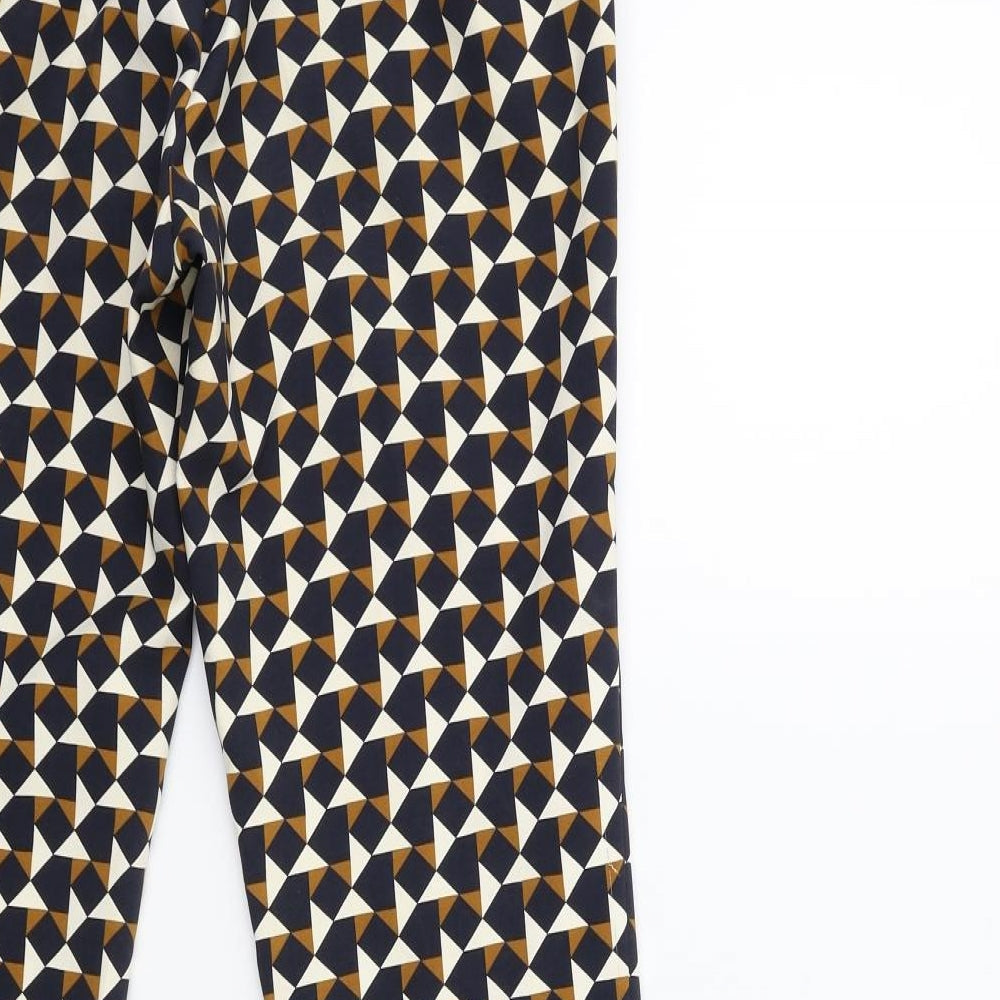 H&M Womens Blue Geometric Trousers Size 6 L27 in