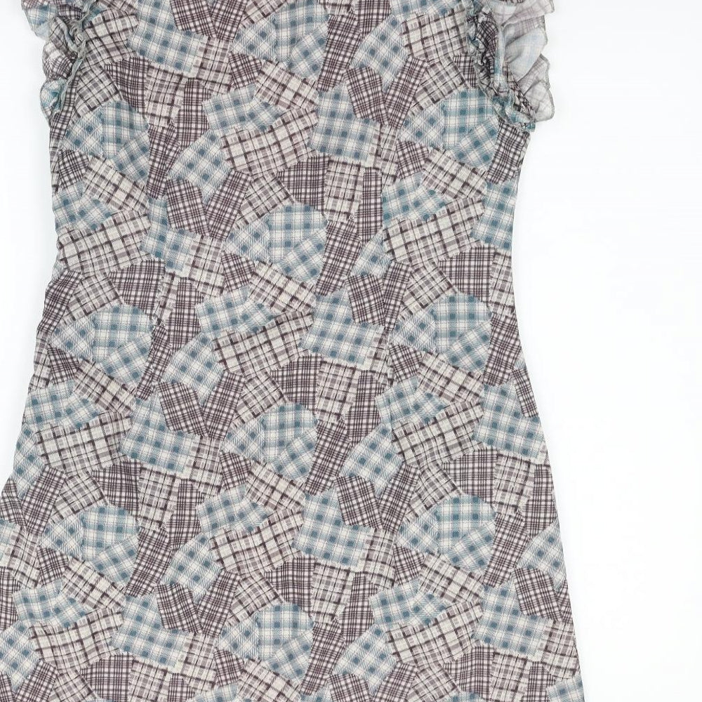 a star Womens Grey Check Fit & Flare Size M
