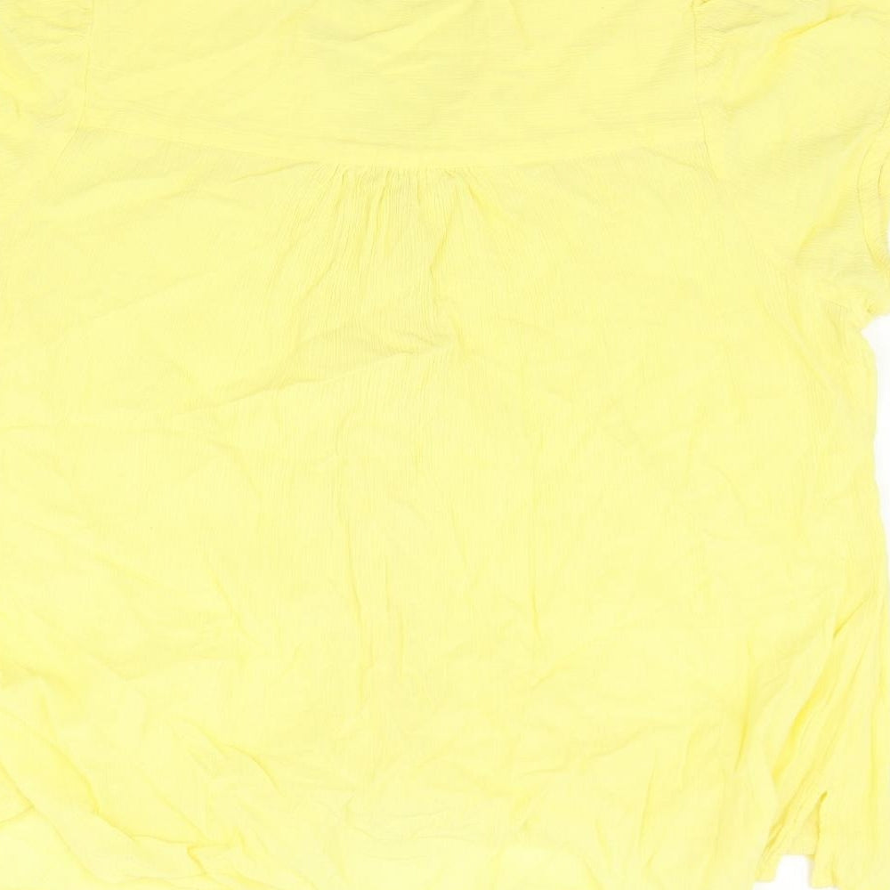 East Coast Womens Yellow Basic Button-Up Size L
